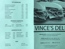 Vince's Deli menu