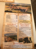 Tuscany Ristorante and Cafe menu