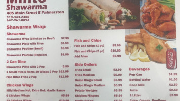 Minto Shawarma menu