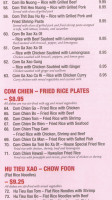 Saigon Hut menu