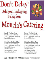 Moncla's Catering menu