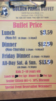 Golden Panda Buffet menu