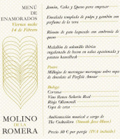 Molino De La Romera menu