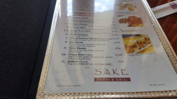 Sake Sushi And Grill menu