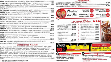 Pizzería Río Viejo menu