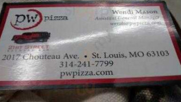 Pw Pizza menu