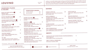 Louvino Fishers Restaurant Wine Bar menu