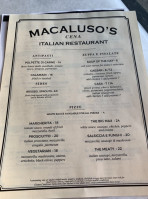 Macaluso's Italian menu