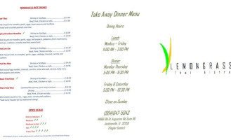 Lemongrass Thai Bistro menu