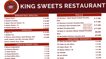 King Sweets menu