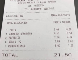 Mesón De Gargantúa menu