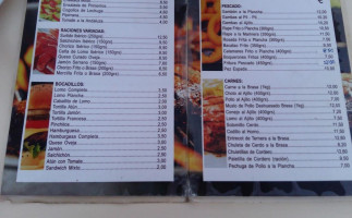 Asador Panilla menu