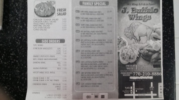 J Buffalo Wings menu