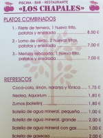 Piscina Los Chapales menu