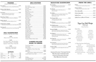 Tega Cay Gourmet Deli menu