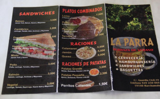 Cervecería La Parra menu