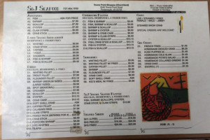 S J Seafood menu