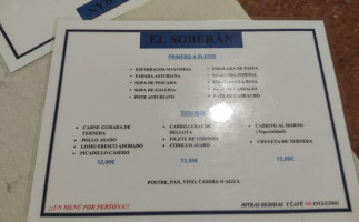 El Soberan menu