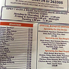 The Shathi Take Away menu