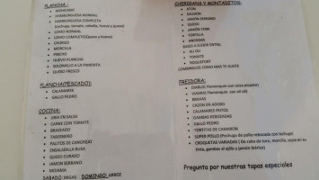 Cafeteria La Tana menu