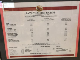 Paya Thai Fish Chips menu