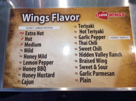 I Love Wings menu