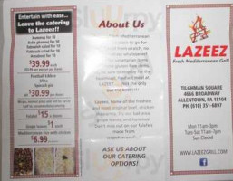 Lazeez Fresh Mediterranean Grill menu