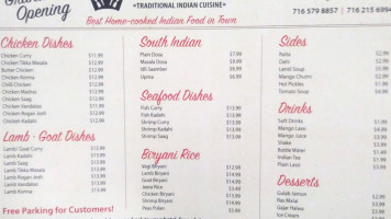 Indian Kitchen King menu