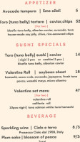 Naomi Sushi menu