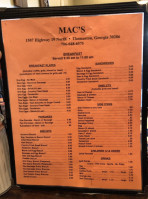 Mac's Grill menu