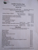 Loudon Country Club menu