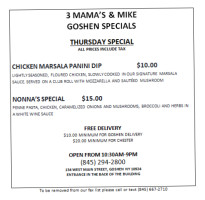 3 Mamas And Mike menu