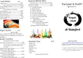 Teriyaki Sushi At Waterford menu