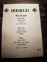 Irrintzi menu