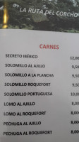 Ruta Del Corcho menu