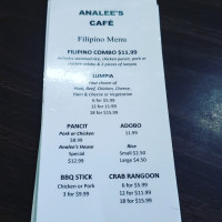Annalee's Cafe menu