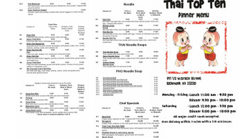 Thai Top Ten menu