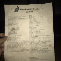124 Old Rabbit Club menu