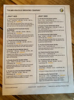 Thumb Knuckle Brewing Company menu