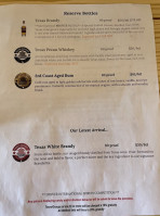 Stinson Distilling Winery menu