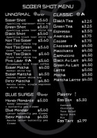 Sober Shot menu