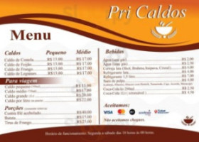Pri Caldos menu
