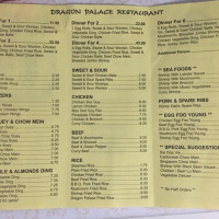 Dragon Palace menu