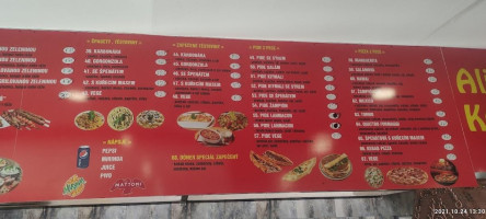 Alibaba Kebab menu