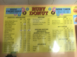 Ruby Donut Shop menu