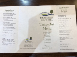 Brush Creek Golf Grill menu