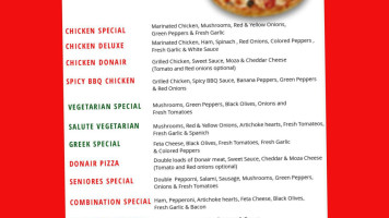 Seniore's Pizza Ltd menu