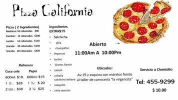 Pizza California menu