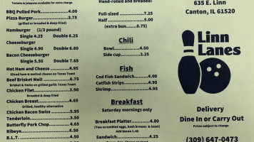 Linn Lanes Inc menu