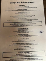 Gally's Bar Restaurant menu